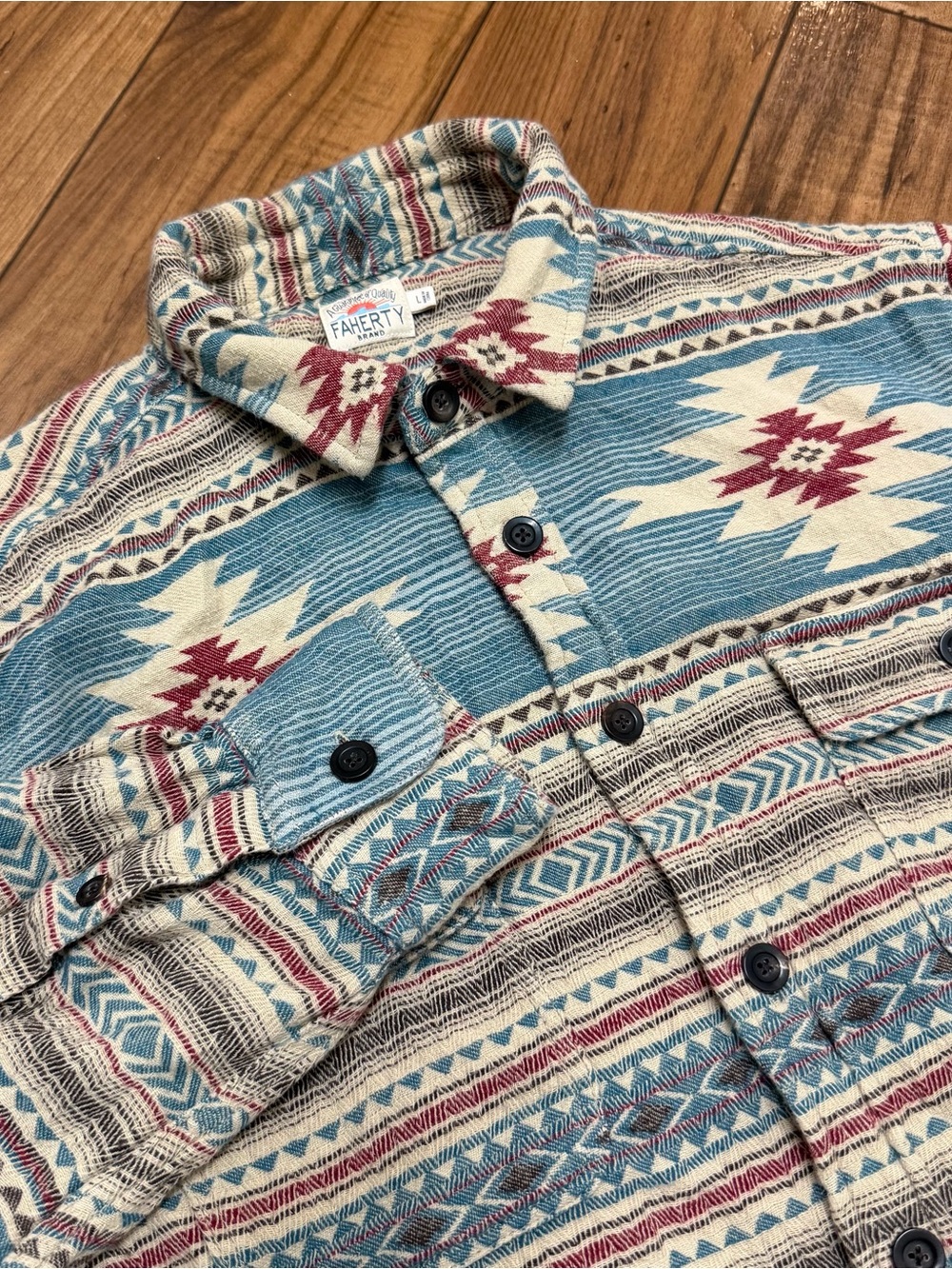 Faherty Flannel Doug Good Feather Canyon Overshirt Nescove Native Aztec Mens L
